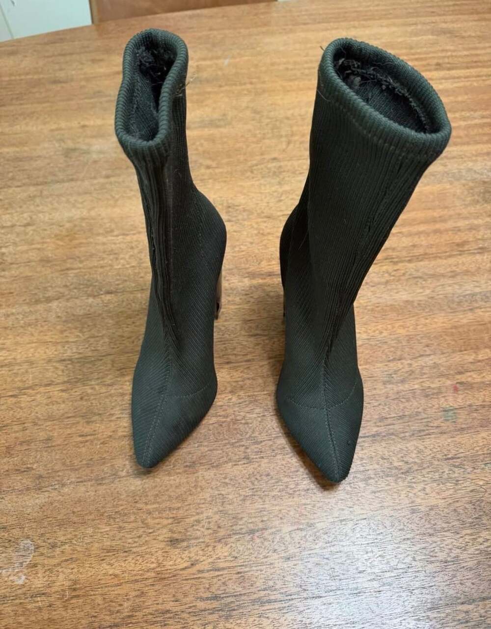 Steve Madden Black Knit Sock Boots Pointed Toe High Heel